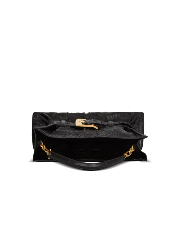 Medium Anthem bag in embossed crocodile-print calfskin