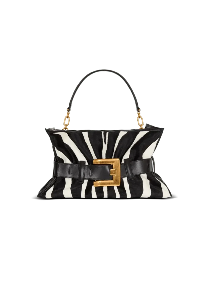 Medium Anthem bag in leather and zebra-print ponyskin