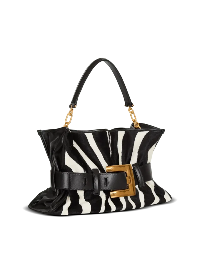 Medium Anthem bag in leather and zebra-print ponyskin