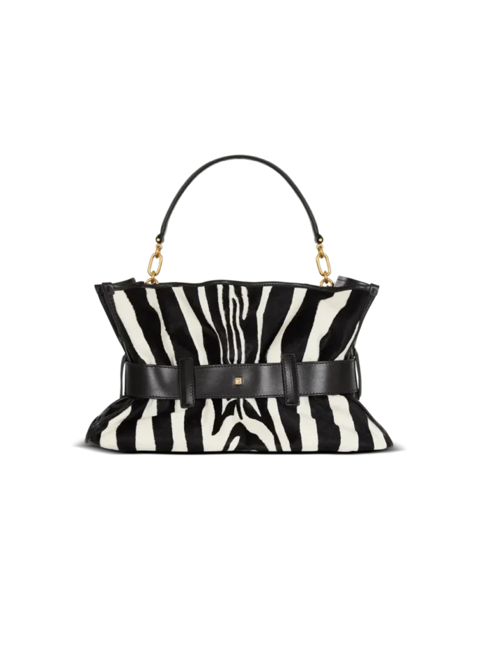 Medium Anthem bag in leather and zebra-print ponyskin
