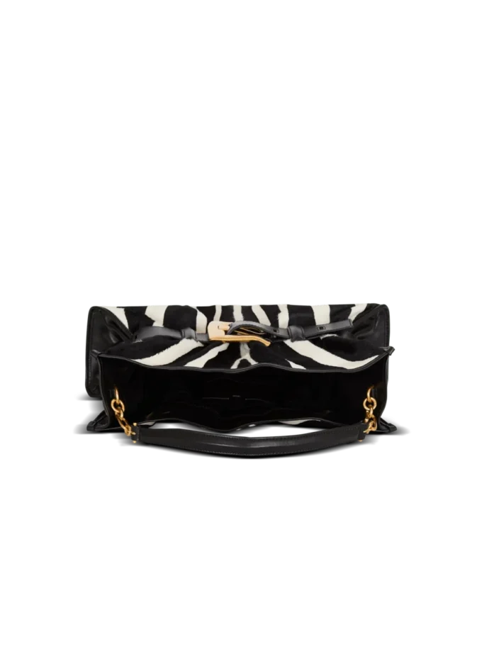 Medium Anthem bag in leather and zebra-print ponyskin