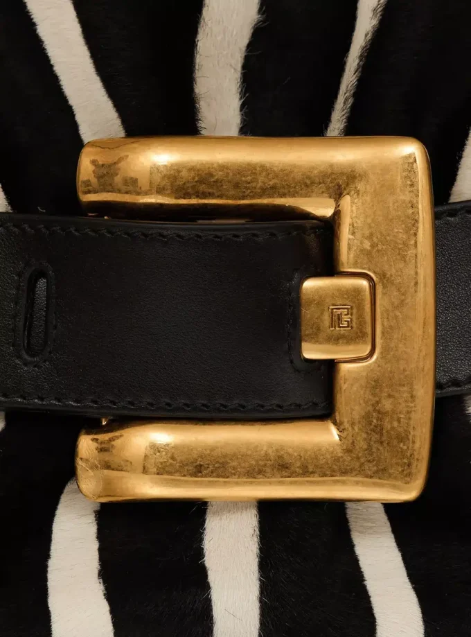 Medium Anthem bag in leather and zebra-print ponyskin