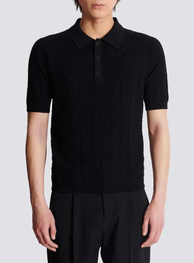 Monogram knit polo shirt