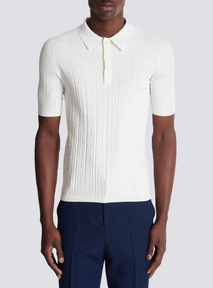 Monogram knit polo shirt
