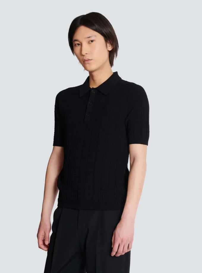 Monogram knit polo shirt