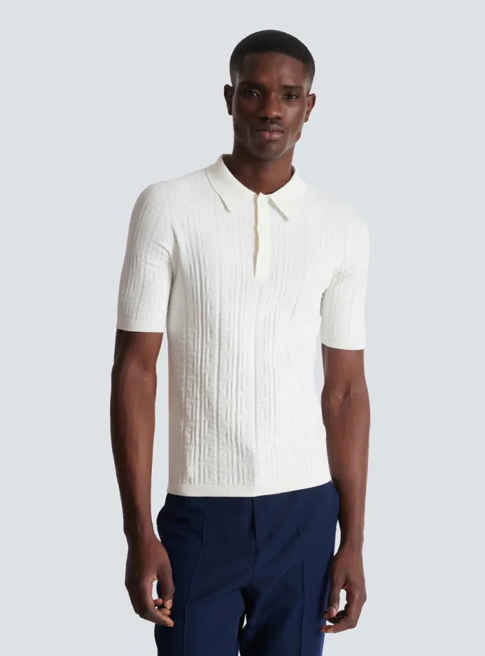 Monogram knit polo shirt
