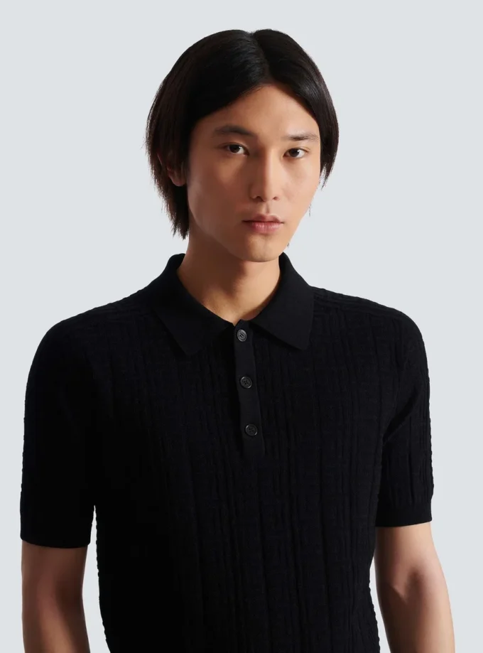 Monogram knit polo shirt