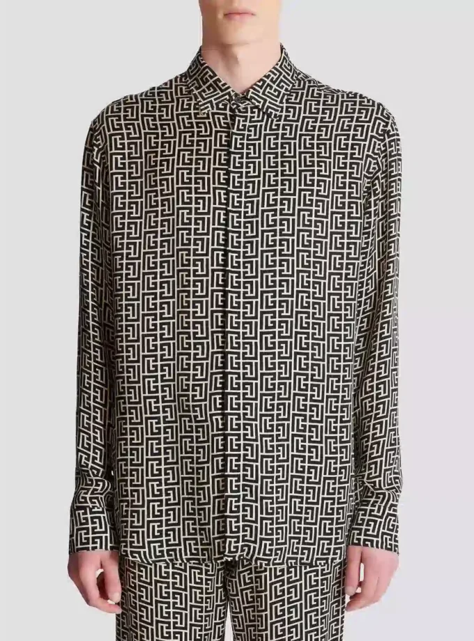 Monogrammed flowing shirt