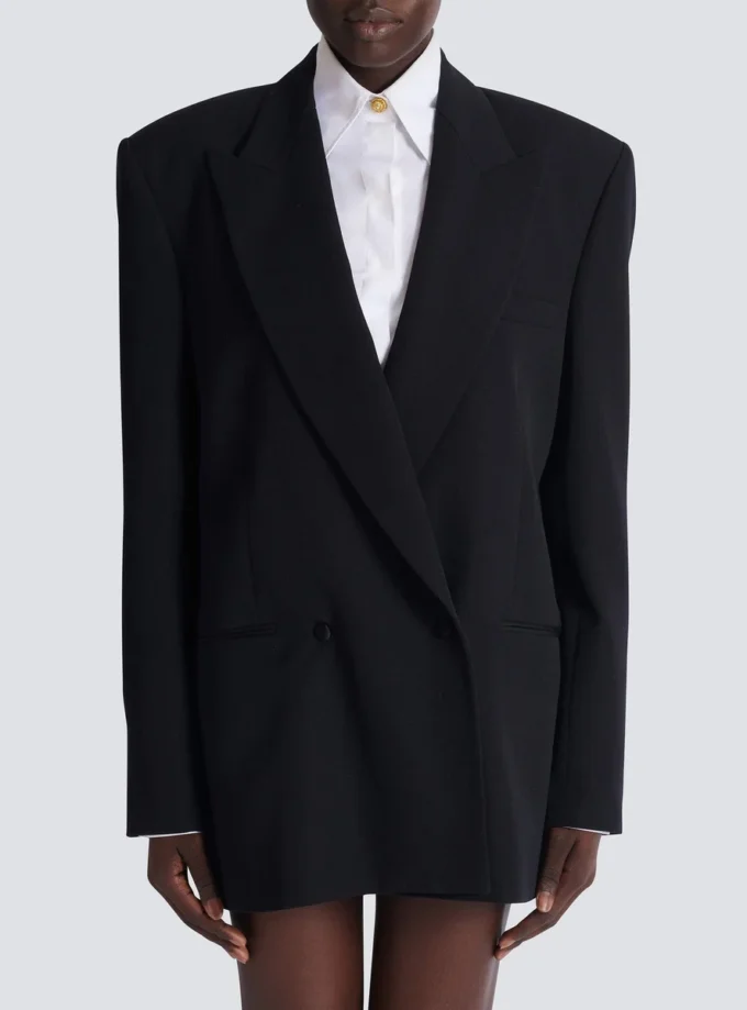 Oversized grain de poudre jacket