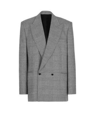Oversized jacket in Prince of Wales jacquard