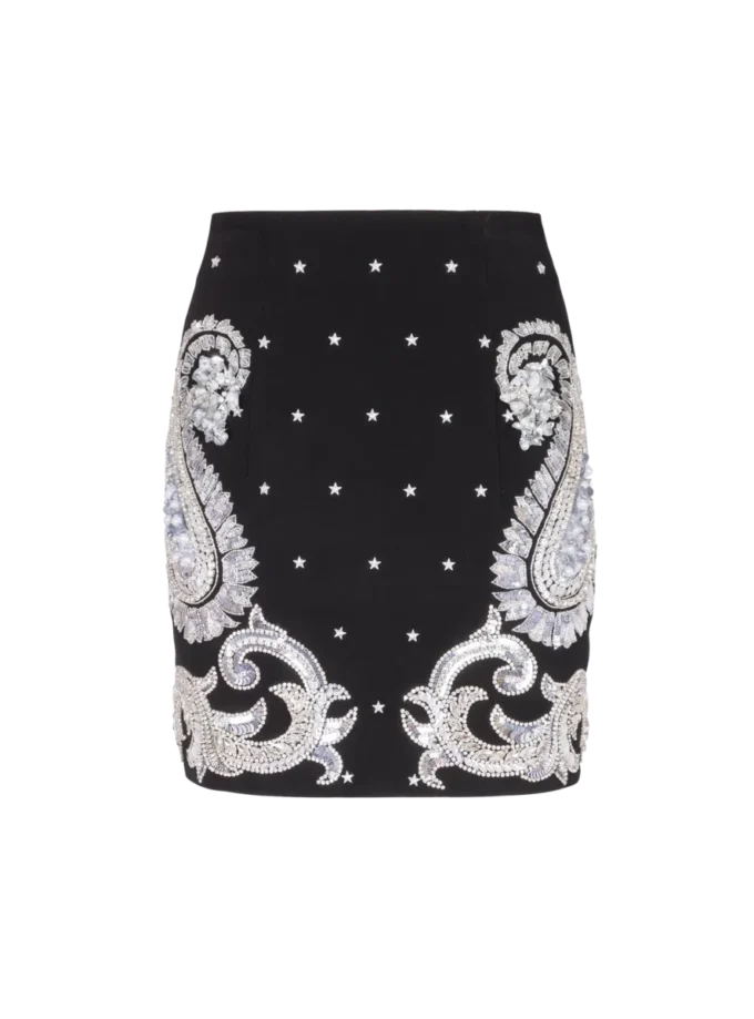 Paisley and stars embroidered skirt