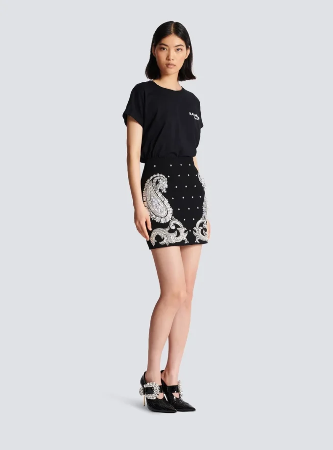 Paisley and stars embroidered skirt