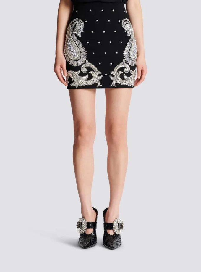 Paisley and stars embroidered skirt