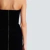 Paisley embroidered strapless dress