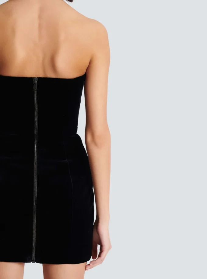 Paisley embroidered strapless dress