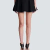 Pleated flared tweed skirt