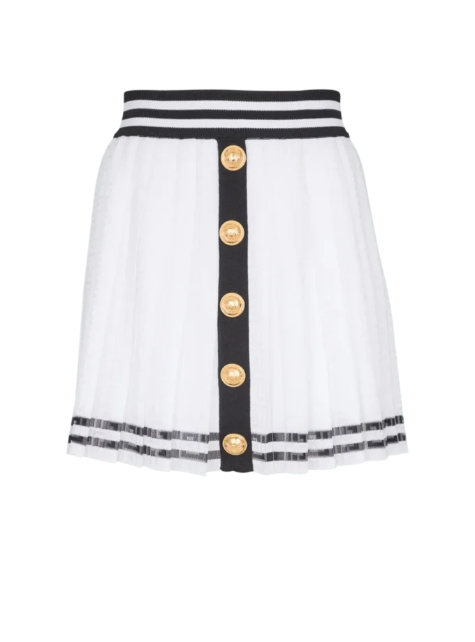 Pleated monogrammed knit skirt
