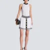 Pleated monogrammed knit skirt