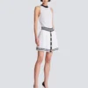 Pleated monogrammed knit skirt