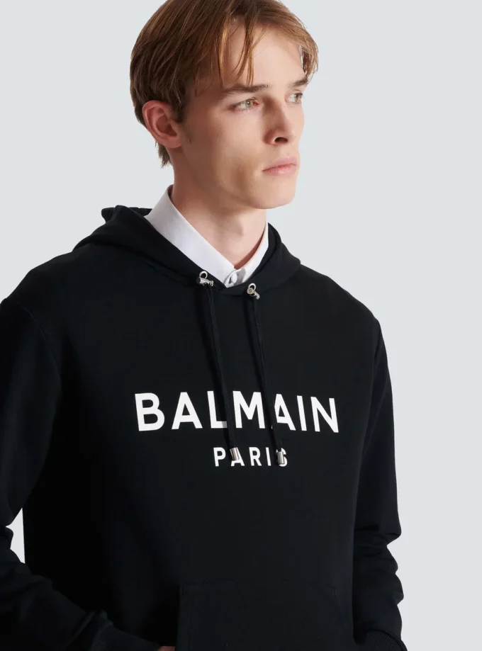 Printed cotton hoodie