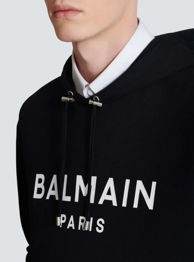 Printed cotton hoodie