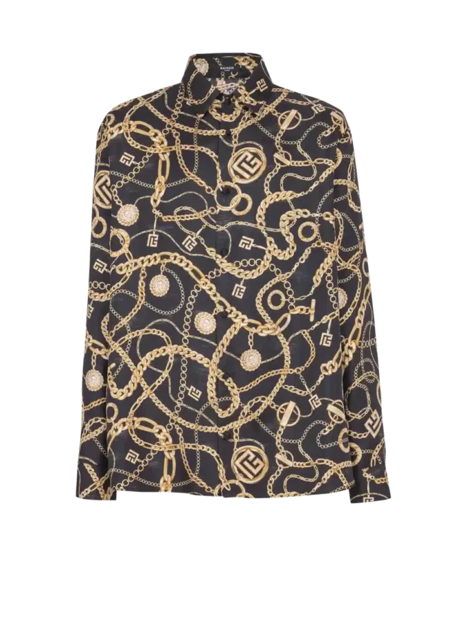 Printed silk shirt with Chaînes pattern