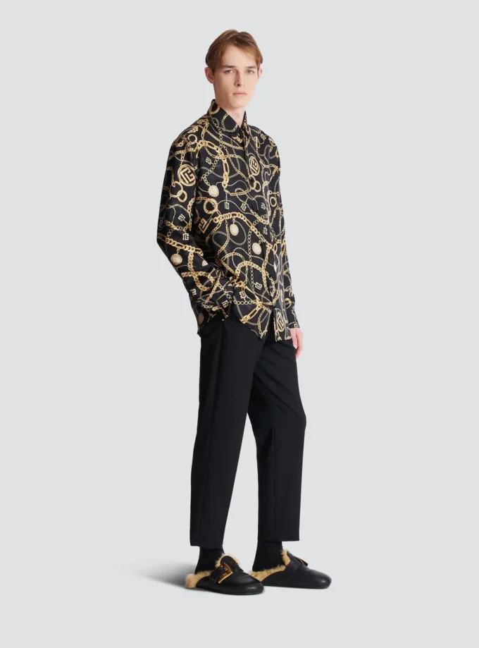Printed silk shirt with Chaînes pattern