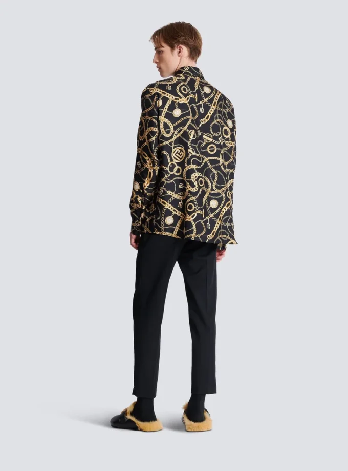 Printed silk shirt with Chaînes pattern
