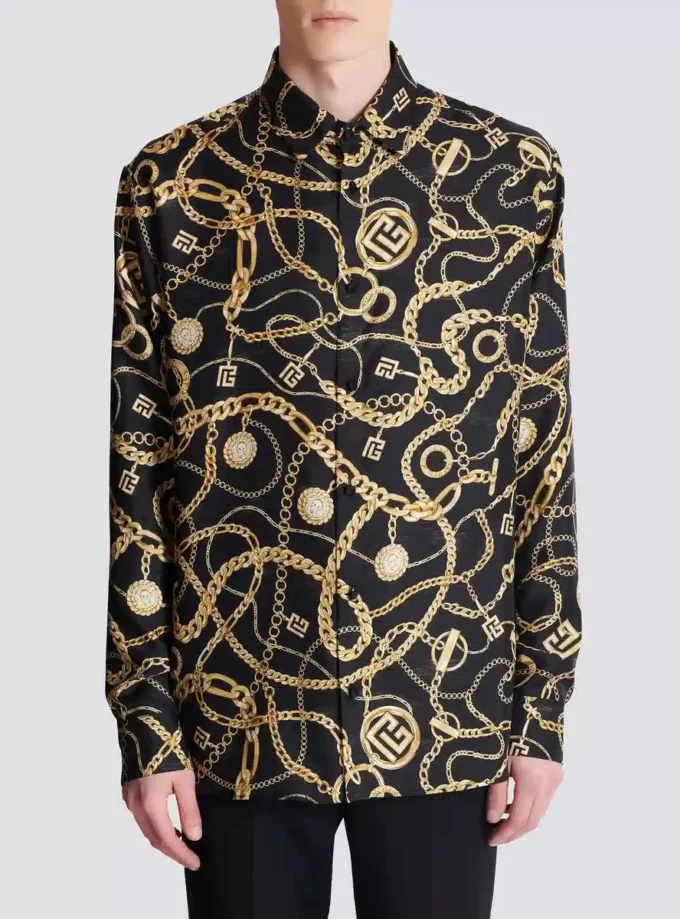 Printed silk shirt with Chaînes pattern