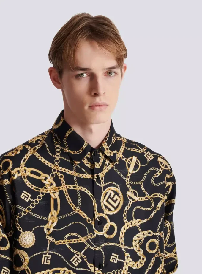 Printed silk shirt with Chaînes pattern