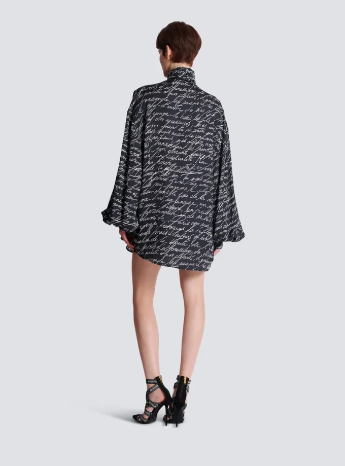 Pussy-bow shirt with “Love Letter” print