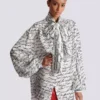 Pussy-bow shirt with “Love Letter” print