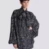 Pussy-bow shirt with “Love Letter” print