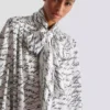 Pussy-bow shirt with “Love Letter” print