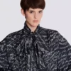 Pussy-bow shirt with “Love Letter” print