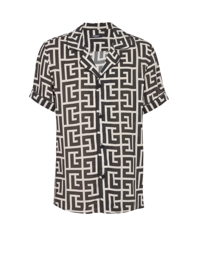 Pyjama shirt with monogrammed print