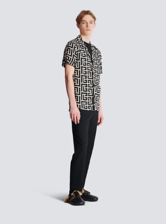Pyjama shirt with monogrammed print