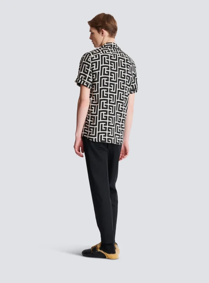 Pyjama shirt with monogrammed print