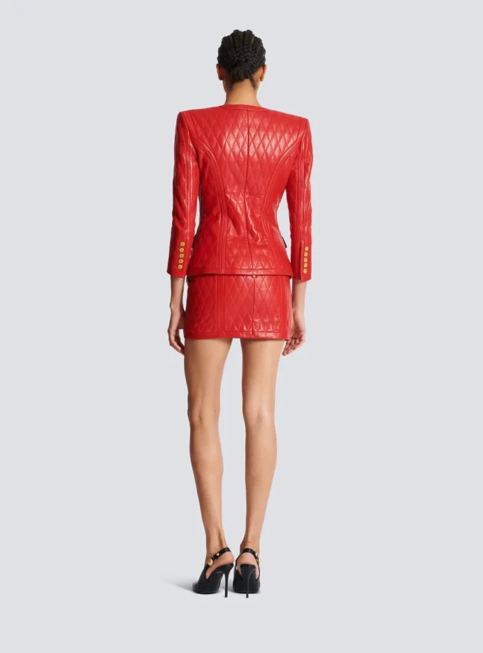 Quilted lambskin edge-to-edge jacket