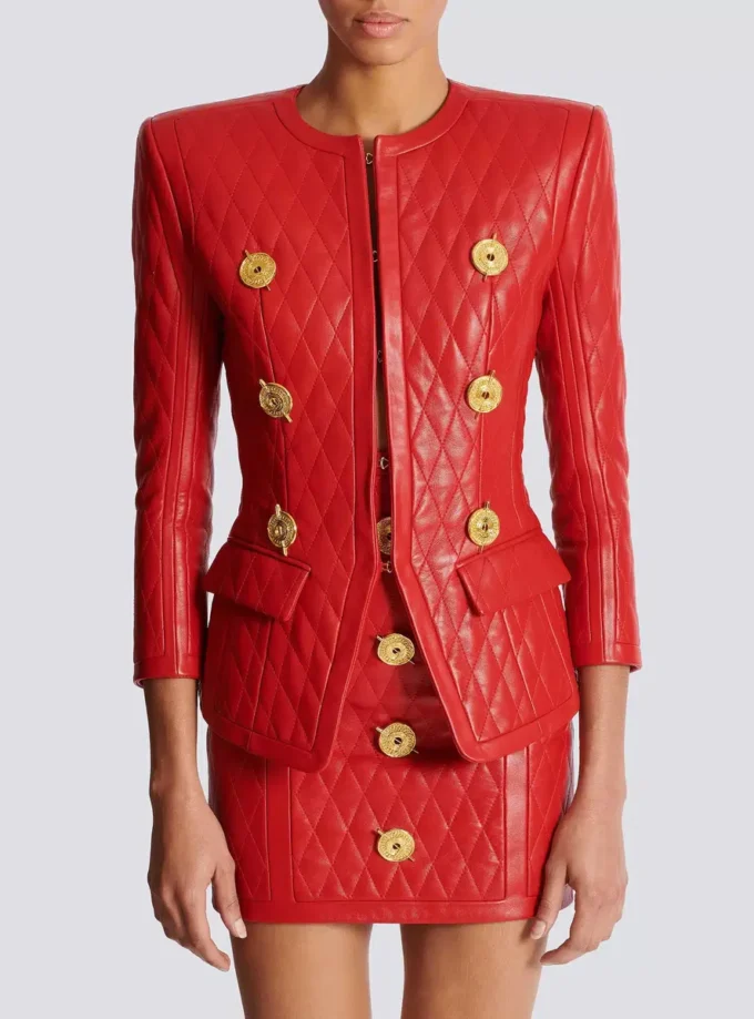 Quilted lambskin edge-to-edge jacket
