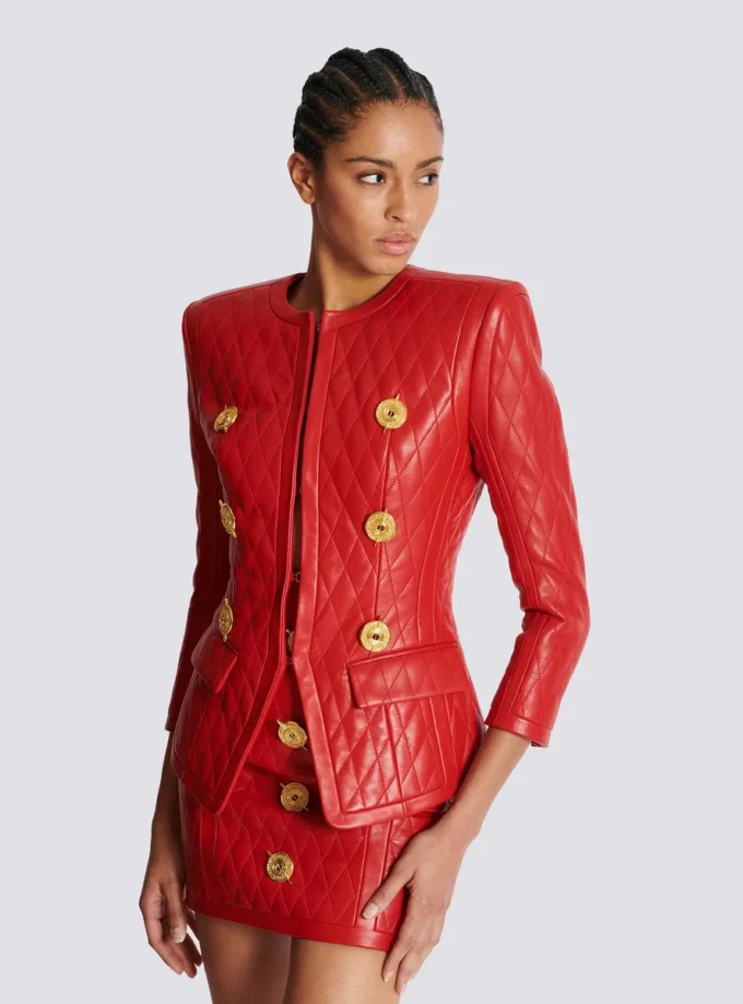 Quilted lambskin edge-to-edge jacket