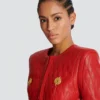 Quilted lambskin edge-to-edge jacket