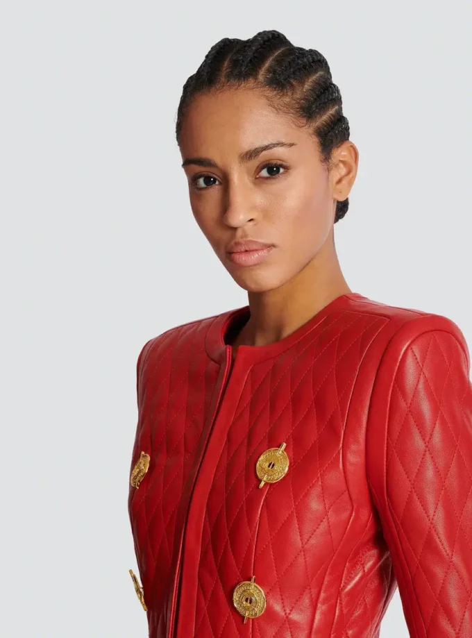 Quilted lambskin edge-to-edge jacket