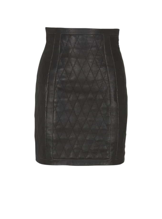 Quilted lambskin skirt with diamond motif