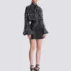 Quilted lambskin skirt with diamond motif