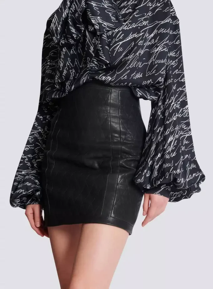 Quilted lambskin skirt with diamond motif