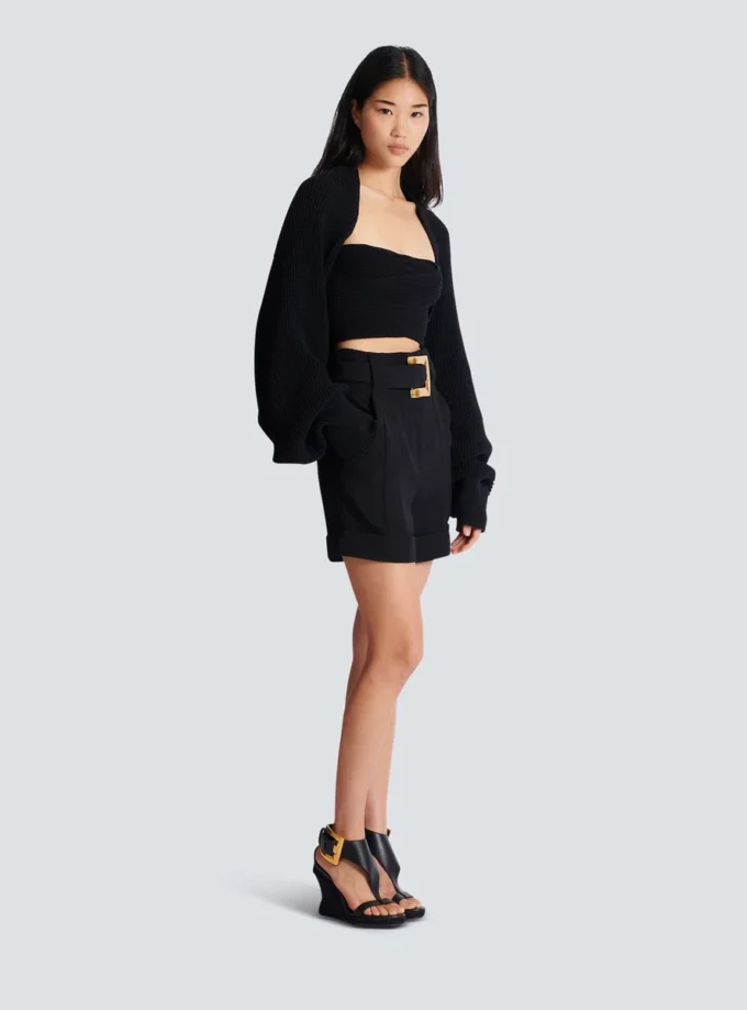 Ribbed knit bolero cardigan