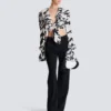 Ruffled love letter knotted crop shirt