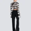 Ruffled love letter knotted crop shirt