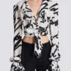 Ruffled love letter knotted crop shirt